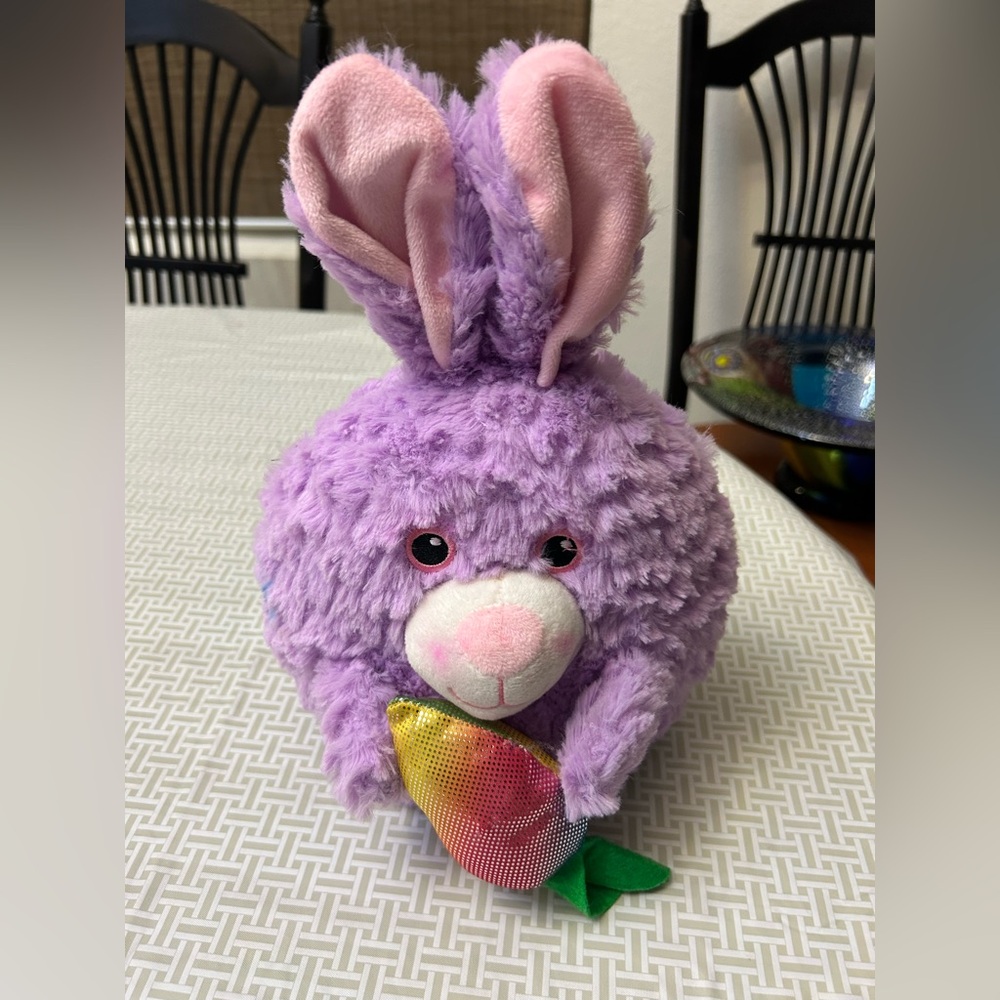 Kid’s Hug & Luv Easter Bunny Rabbit Purple Plush Holding Carrot Stuffed Animal